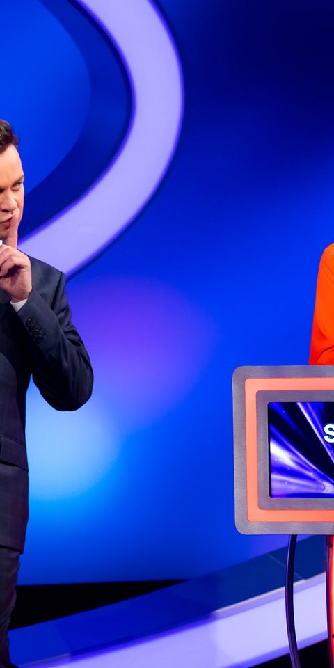 Presenter and contestant on set of Celebrity Catchphrase.